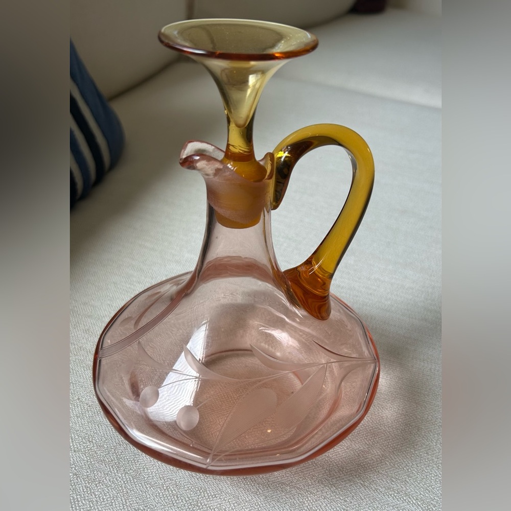 VINTAGE Polish Glass Etched Art Deco 1920’s Carafe with Stopper